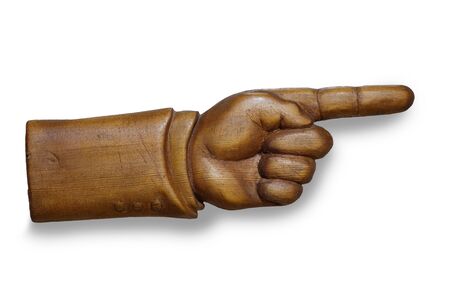 human hand indicates the direction, handmade, carved out of woodの写真素材