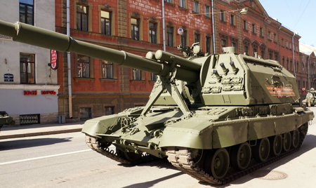 St.Petersburg, Russia - 9 May 2017. Celebration of Victory Day: Self-propelled gunのeditorial素材