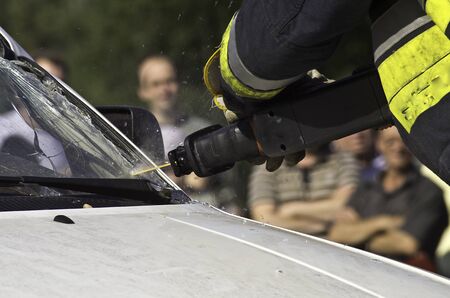 fire brigade making rescueのeditorial素材