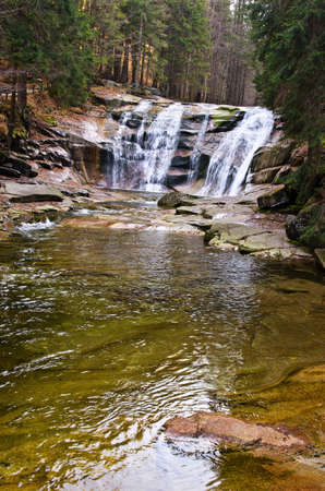 mumlavsku waterfall near Harrachov , in Czech republicの写真素材