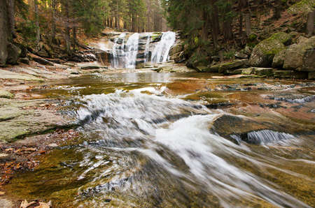 mumlavsku waterfall near Harrachov , in Czech republicの写真素材