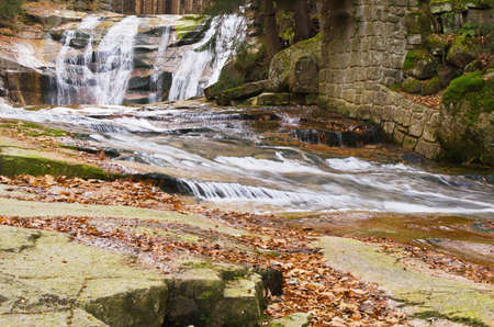 mumlavsku waterfall near Harrachov , in Czech republicの写真素材