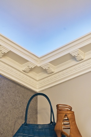 the stucco ceiling mounted in luxurious roomの写真素材