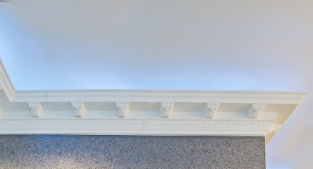 the stucco ceiling mounted in luxurious roomの写真素材