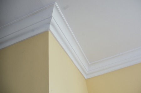 stucco, plaster ornaments mounted in a renovated interiorの写真素材