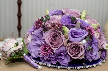 the wedding bouquete with beauty flowersの写真素材