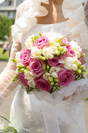 the wedding bouquete with beauty flowersの写真素材
