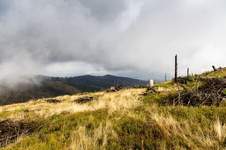 Beskid -  mountains in Poland  view of foggy day の写真素材