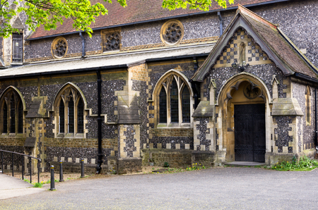 Small medieval church somewhere on Croydon in Londonの写真素材