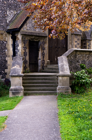 Small medieval church somewhere on Croydon in Londonの写真素材