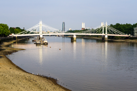 Chelsea Bridge over the river Thames in Londonの写真素材
