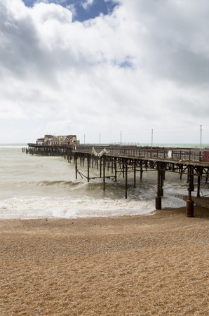 Burnt pier in Hastings, East Sussex, UKの写真素材