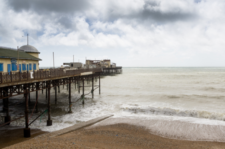 Burnt pier in Hastings, East Sussex, UKの写真素材