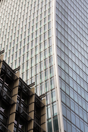 Modern skyscraper facade with metal and glass