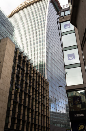 Modern skyscraper facade with metal and glassの写真素材