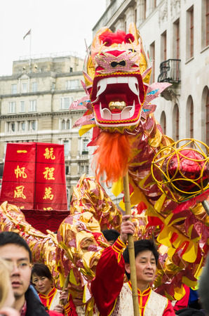 CHINA TOWN IN LONDON - FEBRUARY 22:Main parade celebration of Chinese New Year - the year of the sheep. London 22 february 2015のeditorial素材