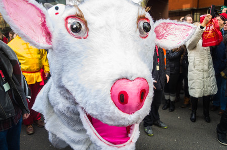 CHINA TOWN IN LONDON - FEBRUARY 22:Main parade celebration of Chinese New Year - the year of the sheep. London 22 february 2015のeditorial素材