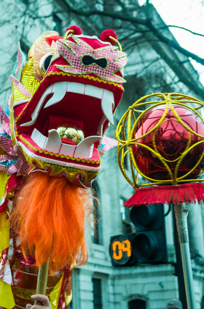 CHINA TOWN IN LONDON - FEBRUARY 22:Main parade celebration of Chinese New Year - the year of the sheep. London 22 february 2015のeditorial素材