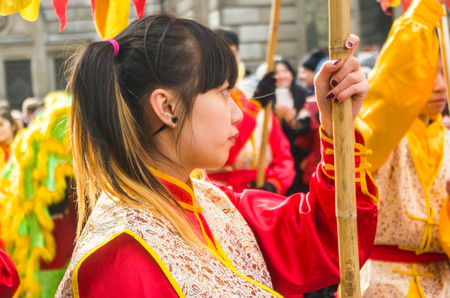 CHINA TOWN IN LONDON - FEBRUARY 22:Main parade celebration of Chinese New Year - the year of the sheep. London 22 february 2015のeditorial素材