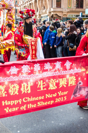 CHINA TOWN IN LONDON - FEBRUARY 22:Main parade celebration of Chinese New Year - the year of the sheep. London 22 february 2015のeditorial素材