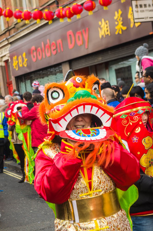 CHINA TOWN IN LONDON - FEBRUARY 22:Main parade celebration of Chinese New Year - the year of the sheep. London 22 february 2015のeditorial素材
