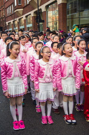 CHINA TOWN IN LONDON - FEBRUARY 22:Main parade celebration of Chinese New Year - the year of the sheep. London 22 february 2015のeditorial素材