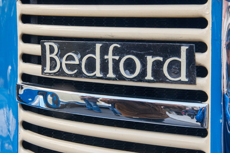 LONDON -October 31 : Regent street motor show - emblem of Bedford company . 31st October 2015...