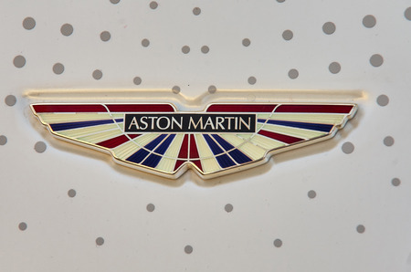LONDON -October 31 : Regent street motor show -Aston Martin sign
