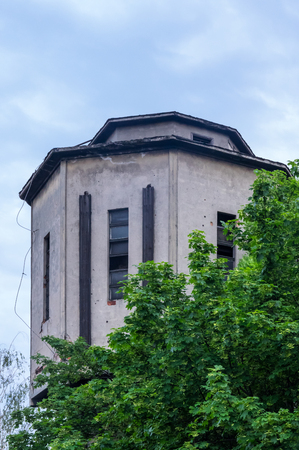 a old brick water tower at Pszczyna townの写真素材