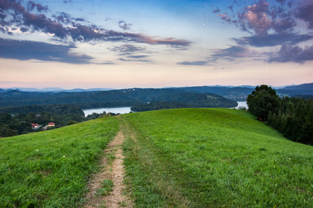 Solina lake and Polanczyk townの写真素材