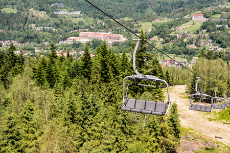 chairlift at skalnik mountain at wisla town.のeditorial素材