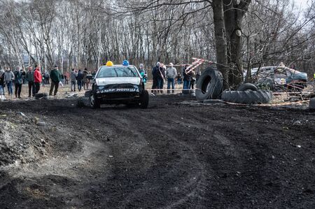 Gliwice, Silesia voivodship, Poland - 10 march 2019 - Silesian wrack race. a competition wrack carsのeditorial素材