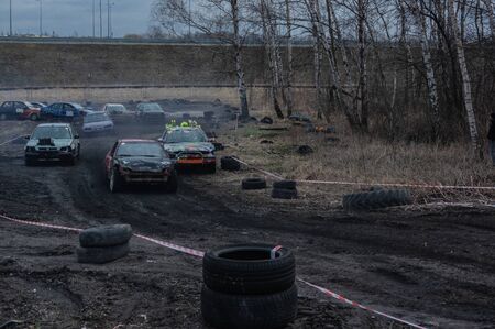 Gliwice, Silesia voivodship, Poland - 10 march 2019 - Silesian wrack race. a competition wrack carsのeditorial素材