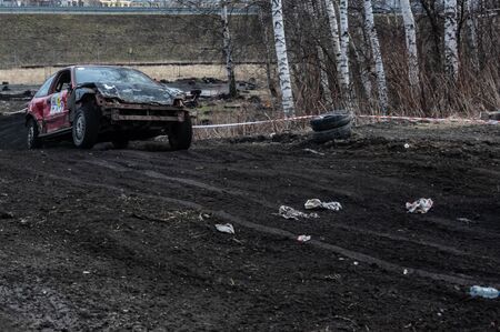Gliwice, Silesia voivodship, Poland - 10 march 2019 - Silesian wrack race. a competition wrack carsのeditorial素材
