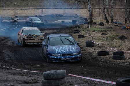 Gliwice, Silesia voivodship, Poland - 10 march 2019 - Silesian wrack race. a competition wrack cars