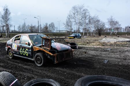 Gliwice, Silesia voivodship, Poland - 10 march 2019 - Silesian wrack race. a competition wrack carsのeditorial素材