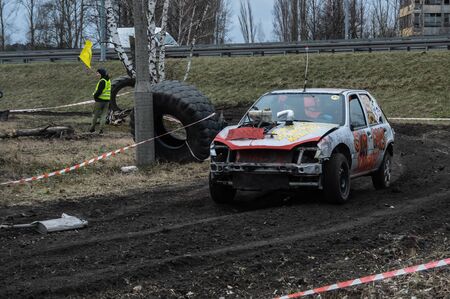 Gliwice, Silesia voivodship, Poland - 10 march 2019 - Silesian wrack race. a competition wrack carsのeditorial素材