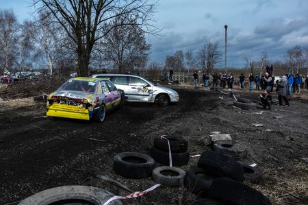 Gliwice, Silesia voivodship, Poland - 10 march 2019 - Silesian wrack race. a competition wrack carsのeditorial素材