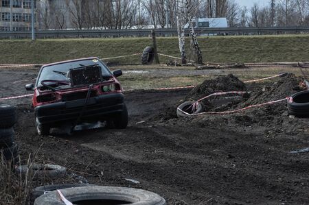 Gliwice, Silesia voivodship, Poland - 10 march 2019 - Silesian wrack race. a competition wrack cars