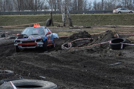 Gliwice, Silesia voivodship, Poland - 10 march 2019 - Silesian wrack race. a competition wrack carsのeditorial素材