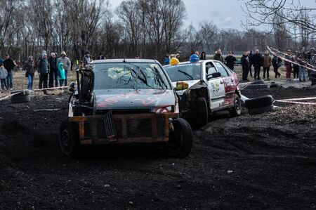 Gliwice, Silesia voivodship, Poland - 10 march 2019 - Silesian wrack race. a competition wrack carsのeditorial素材