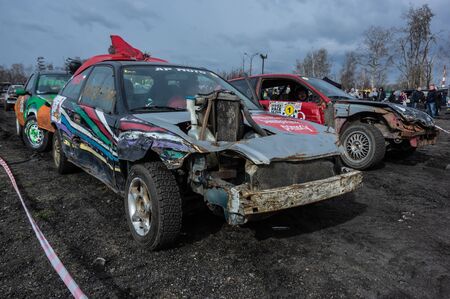 Gliwice, Silesia voivodship, Poland - 10 march 2019 - Silesian wrack race. a competition wrack carsのeditorial素材