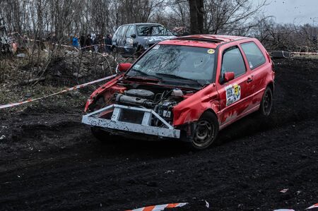 Gliwice, Silesia voivodship, Poland - 10 march 2019 - Silesian wrack race. a competition wrack carsのeditorial素材