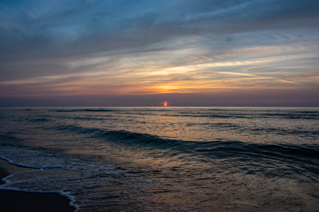 Poland, Baltic sea, sunset during summertimeの写真素材