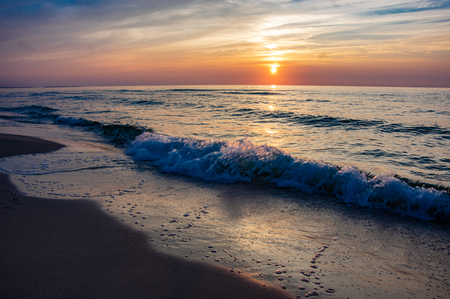 Poland, Baltic sea, sunset during summertimeの写真素材