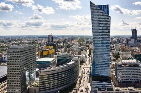 Warsawa, Poland - 28 June 2019 -  aerial view at Warsaw downtown.のeditorial素材