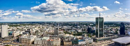 Warsawa, Poland - 28 June 2019 -  aerial view at Warsaw downtown.