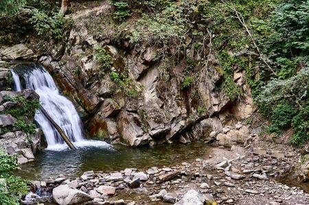 Zaskalniak aterfall, at pieniny mountain in southern Polandの写真素材