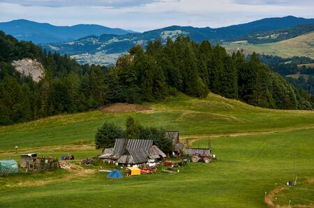 Bukowinka, lesser Poland,  Poland 10 august 2019 View from Bukowinka hillのeditorial素材