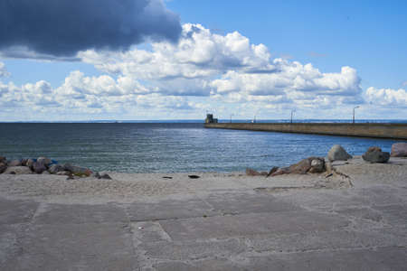 Coastline, view from Hel town at Gulf of Gdanskの写真素材